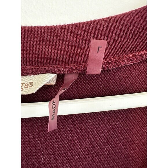 Soft Surroundings Womens Top Size Large Burgundy Long Sleeve - Picture 5 of 11